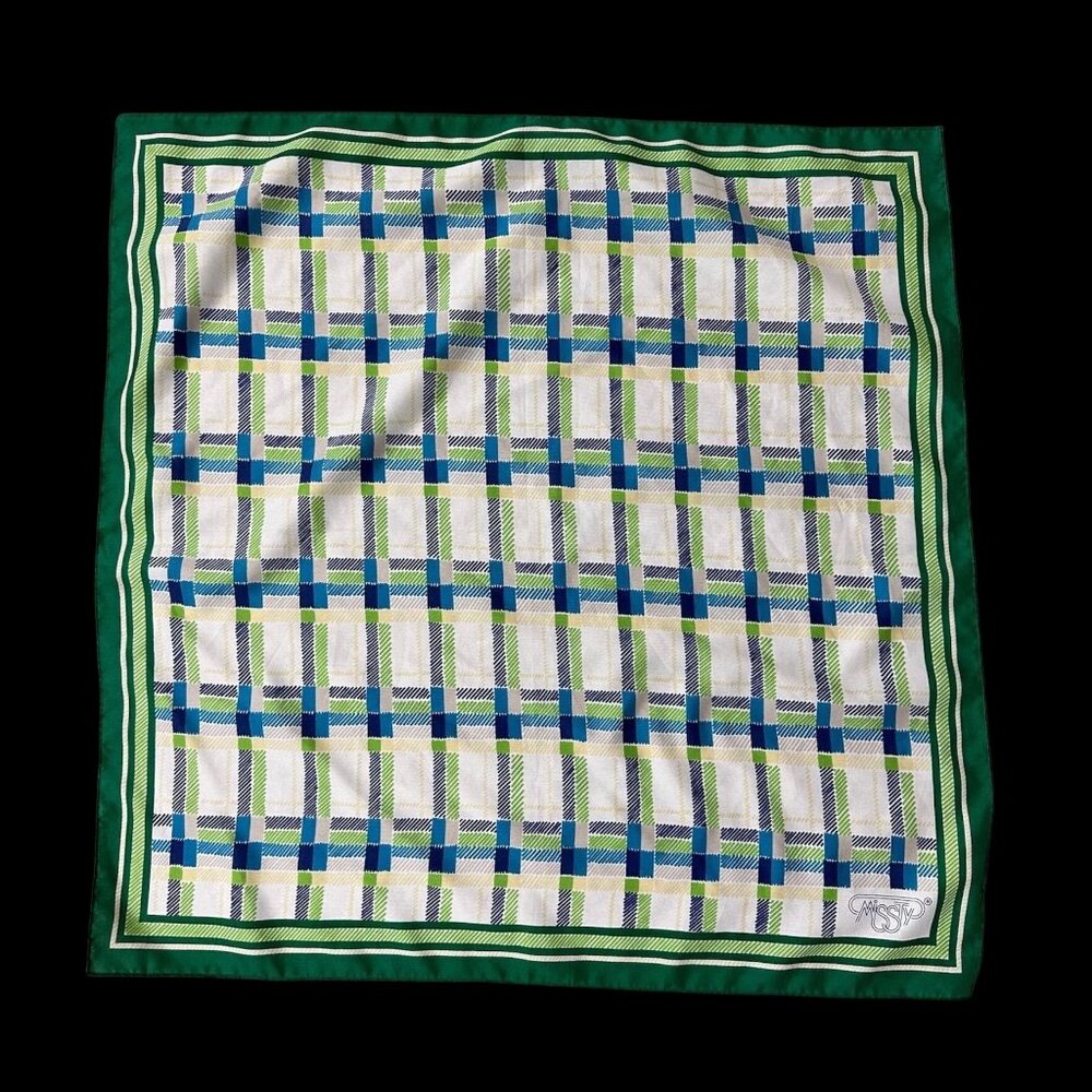 Vintage Italian Scarf Head Wrap Miss Ty Made in Italy Green St Patricks Day 80s - Picture 3 of 9